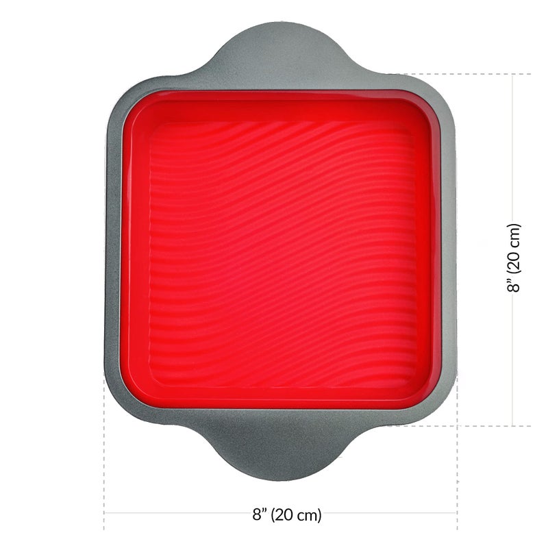 Boxiki Kitchen Non-Stick Silicone 8x8 Square Cake and Brownie Pan with Easy Grip Steel Frame Handles - Easy to Release, Oven & Dishwasher Safe - Image 5